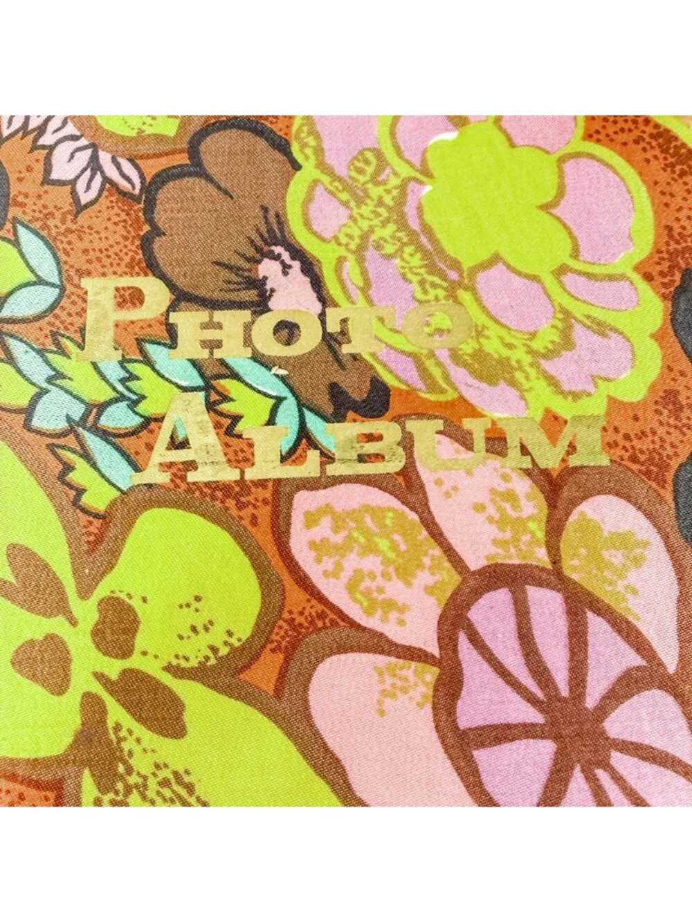 Vtg Flower Power Yellow Orange Fabric Self Adhesive Scrapbooking Photo Album